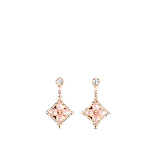 [Saipan]DOUBLE STAR ROSE GOLD MOP DROP EARRINGS