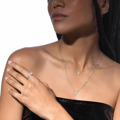 [Saipan]OPEN SUGAR CUBE & TEARDROP PAVÉ DIAMOND RING