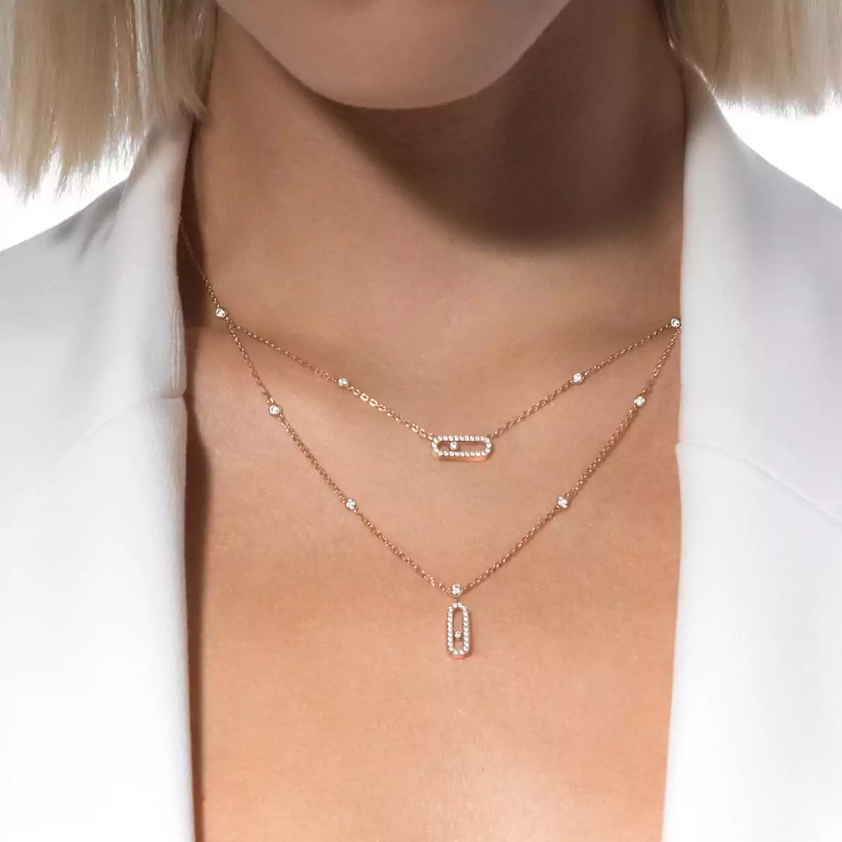 [Saipan]MOVE UNO 2-ROW PAVÉ NECKLACE
