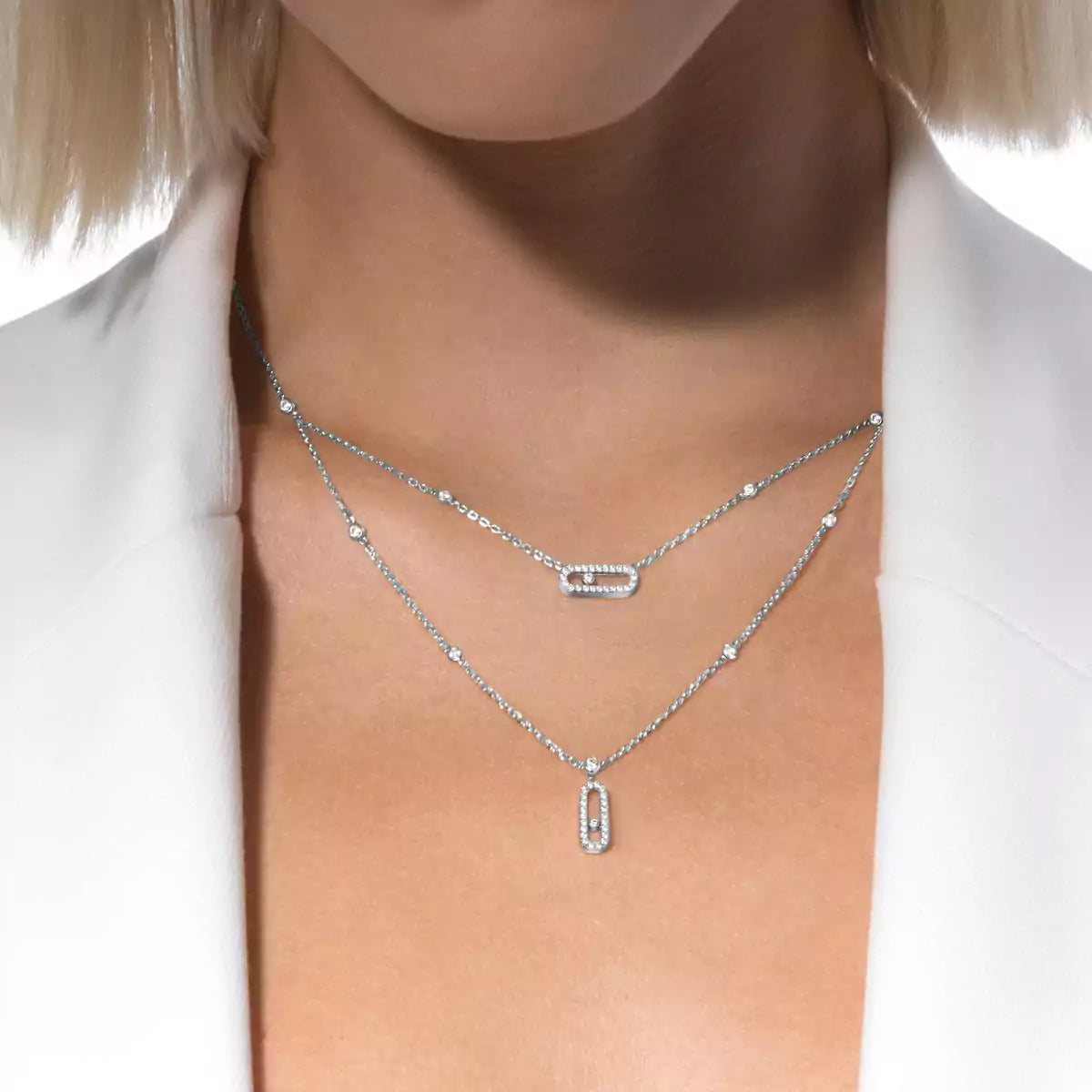 [Saipan]MOVE UNO 2-ROW PAVÉ NECKLACE
