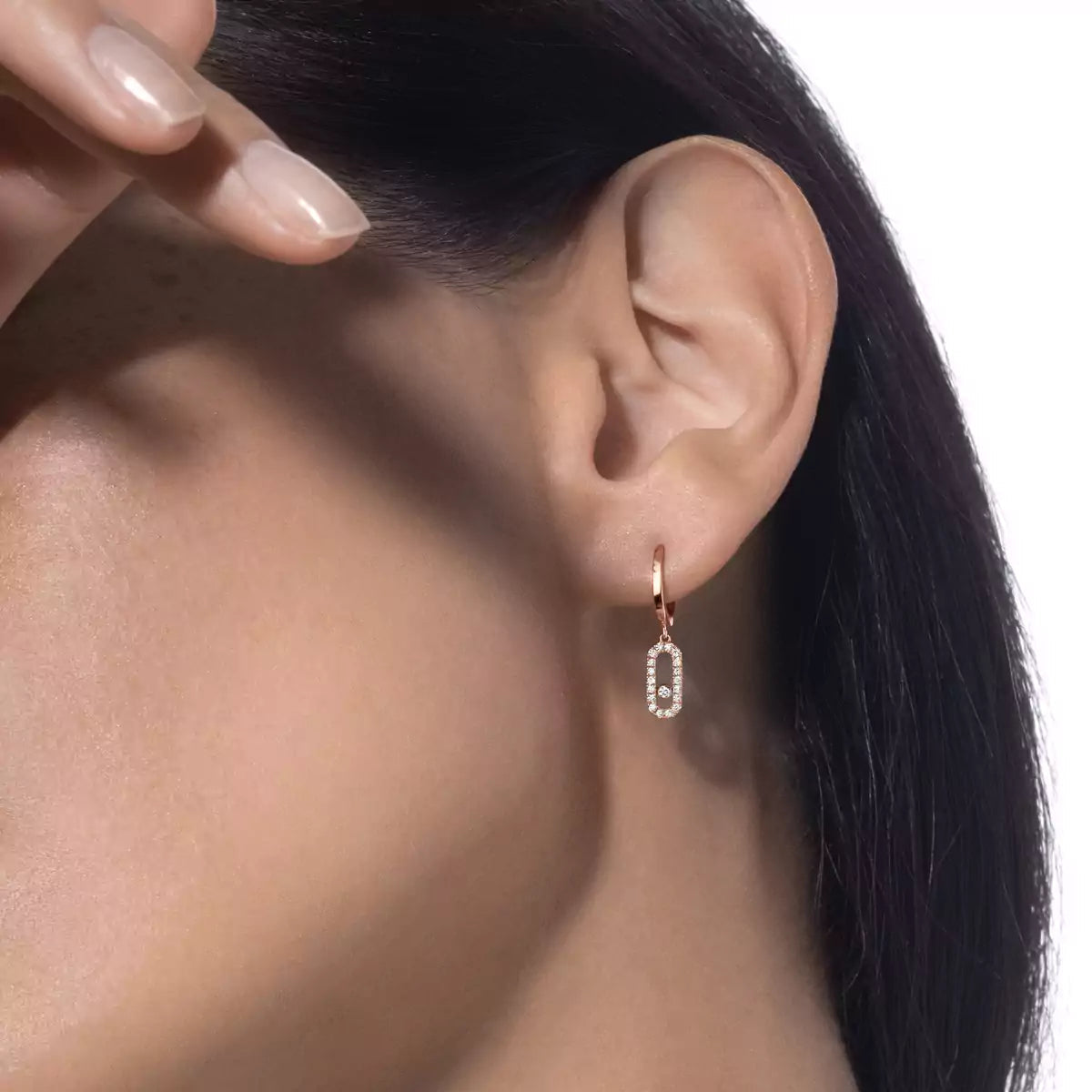 [Saipan]MOVE UNO SINGLE DIAMOND HOOP EARRINGS