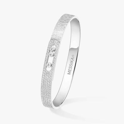 [Saipan]MOVE NOA CISELÉ HALF-PAVÉ DIAMOND BANGLE BRACELET