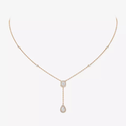 [Saipan]SUGAR CUBE & TEARDROP FULL PAVÉ NECKLACE