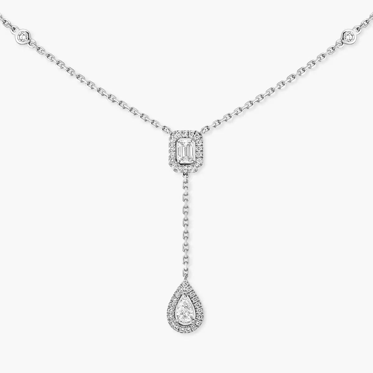 [Saipan]SUGAR CUBE & TEARDROP FULL PAVÉ NECKLACE