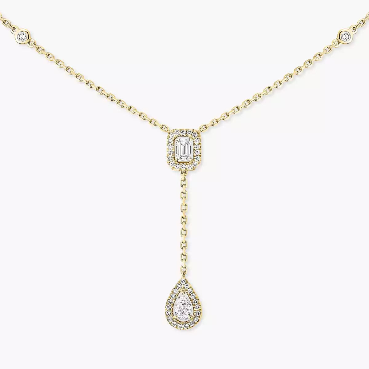[Saipan]SUGAR CUBE & TEARDROP FULL PAVÉ NECKLACE
