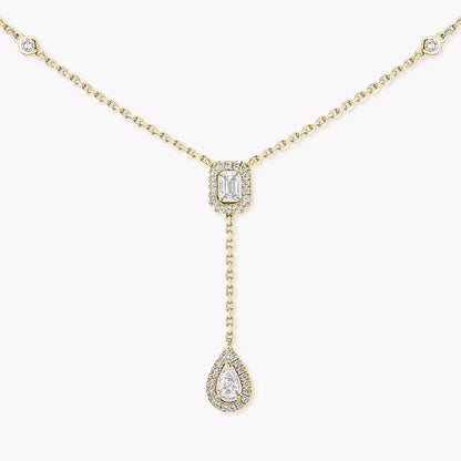 [Saipan]SUGAR CUBE & TEARDROP FULL PAVÉ NECKLACE