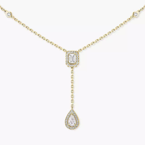 [Saipan]SUGAR CUBE & TEARDROP FULL PAVÉ NECKLACE