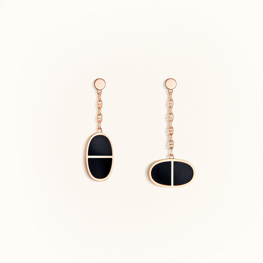 [Saipan]CHAINE VERSO BLACK CERAMIC EARRINGS