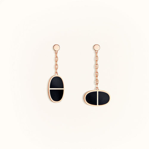 [Saipan]CHAINE VERSO BLACK CERAMIC EARRINGS