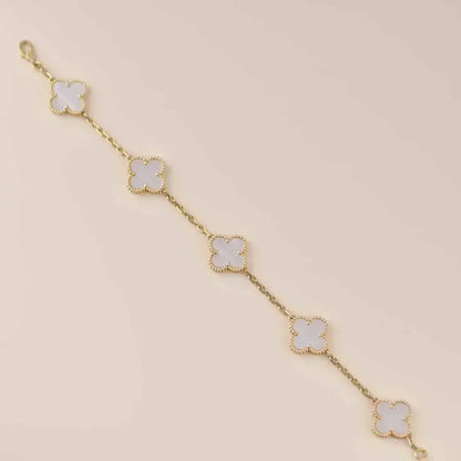 [Saipan]LUCKY CLOVER 5-MOTIF BRACELET - WHITE MOTHER-OF-PEARL COLLECTION