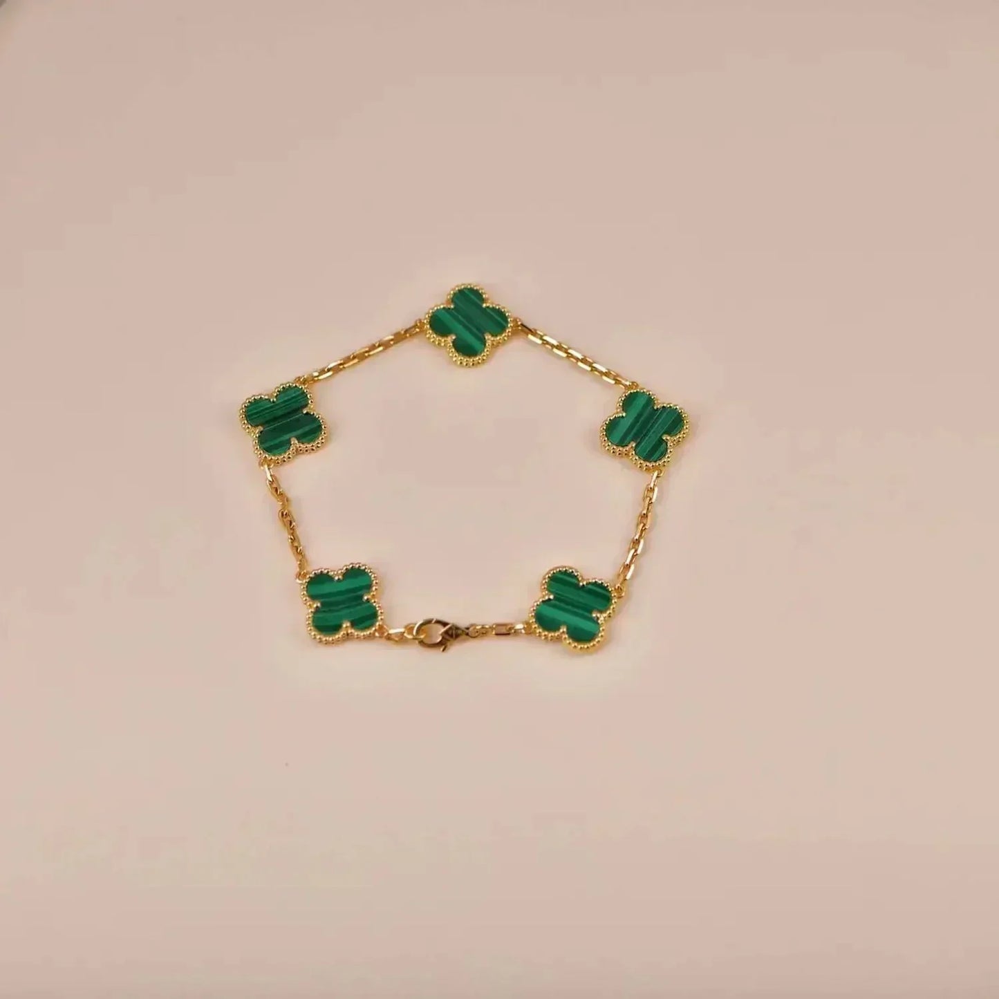 [Saipan]LUCKY CLOVER 5-MOTIF BRACELET - MALACHITE COLLECTION