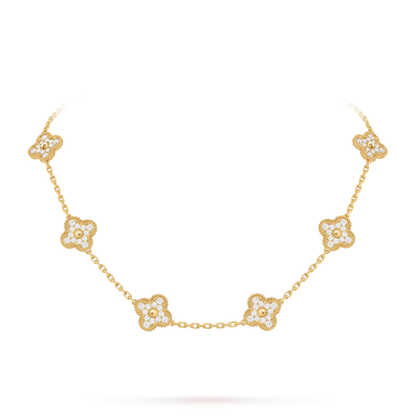 [Saipan]CLASSIC LUCKY 10-MOTIF CLOVER NECKLACE GOLD COLLECTION