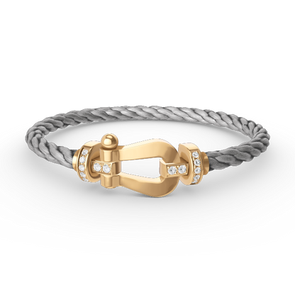 [Saipan]FORCE LARGE HORSESHOE HALF DIAMOND BRACELET - GOLD