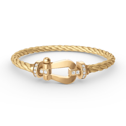 [Saipan]FORCE LARGE HORSESHOE HALF DIAMOND BRACELET - GOLD