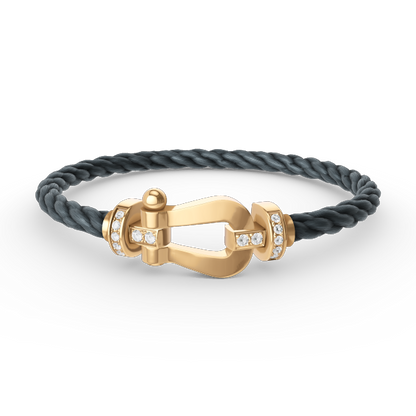 [Saipan]FORCE LARGE HORSESHOE HALF DIAMOND BRACELET - GOLD