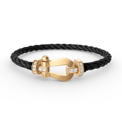 [Saipan]FORCE LARGE HORSESHOE HALF DIAMOND BRACELET - GOLD