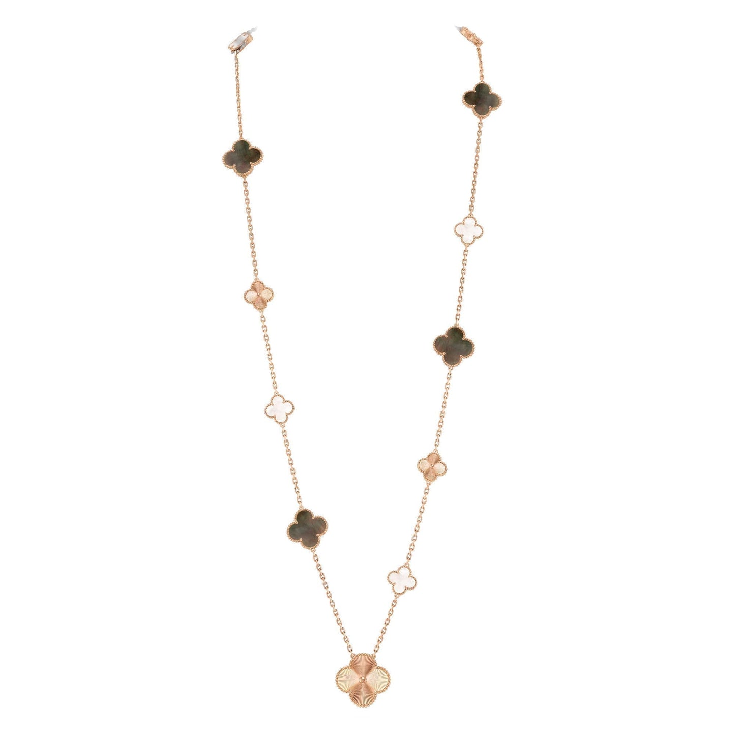 [Saipan]DETACHABLE 15-MOTIF CLOVER STATEMENT SET - GREY MOTHER-OF-PEARL & LASER