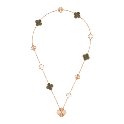 [Saipan]DETACHABLE 15-MOTIF CLOVER STATEMENT SET - GREY MOTHER-OF-PEARL & LASER