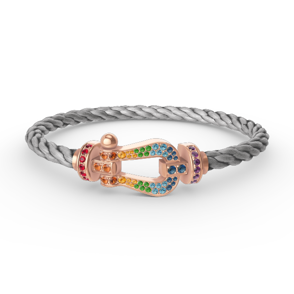 [Saipan]FORCE LARGE HORSESHOE COLORED DIAMOND BRACELET - ROSE GOLD