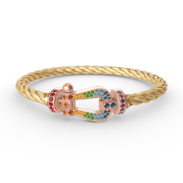 [Saipan]FORCE LARGE HORSESHOE COLORED DIAMOND BRACELET - ROSE GOLD