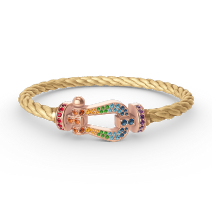 [Saipan]FORCE LARGE HORSESHOE COLORED DIAMOND BRACELET - ROSE GOLD