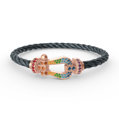[Saipan]FORCE LARGE HORSESHOE COLORED DIAMOND BRACELET - ROSE GOLD