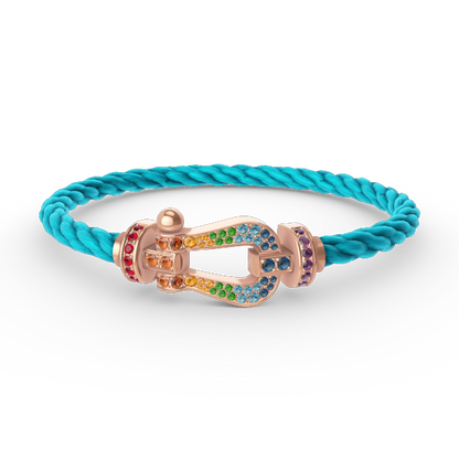 [Saipan]FORCE LARGE HORSESHOE COLORED DIAMOND BRACELET - ROSE GOLD