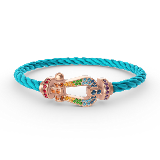 [Saipan]FORCE LARGE HORSESHOE COLORED DIAMOND BRACELET - ROSE GOLD