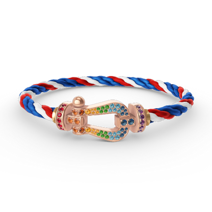 [Saipan]FORCE LARGE HORSESHOE COLORED DIAMOND BRACELET - ROSE GOLD