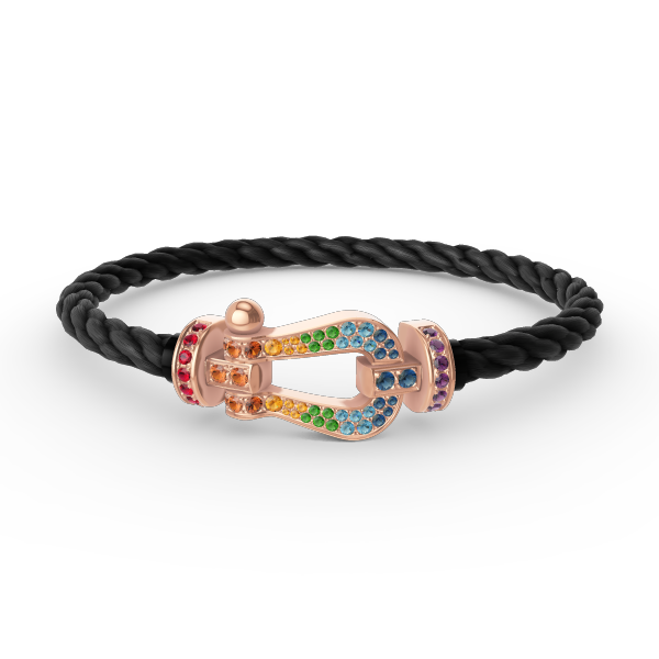 [Saipan]FORCE LARGE HORSESHOE COLORED DIAMOND BRACELET - ROSE GOLD