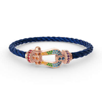 [Saipan]FORCE LARGE HORSESHOE COLORED DIAMOND BRACELET - ROSE GOLD