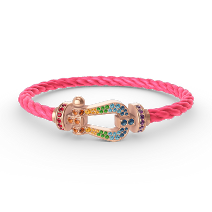 [Saipan]FORCE LARGE HORSESHOE COLORED DIAMOND BRACELET - ROSE GOLD