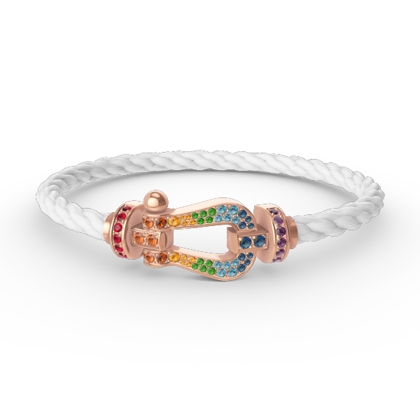[Saipan]FORCE LARGE HORSESHOE COLORED DIAMOND BRACELET - ROSE GOLD