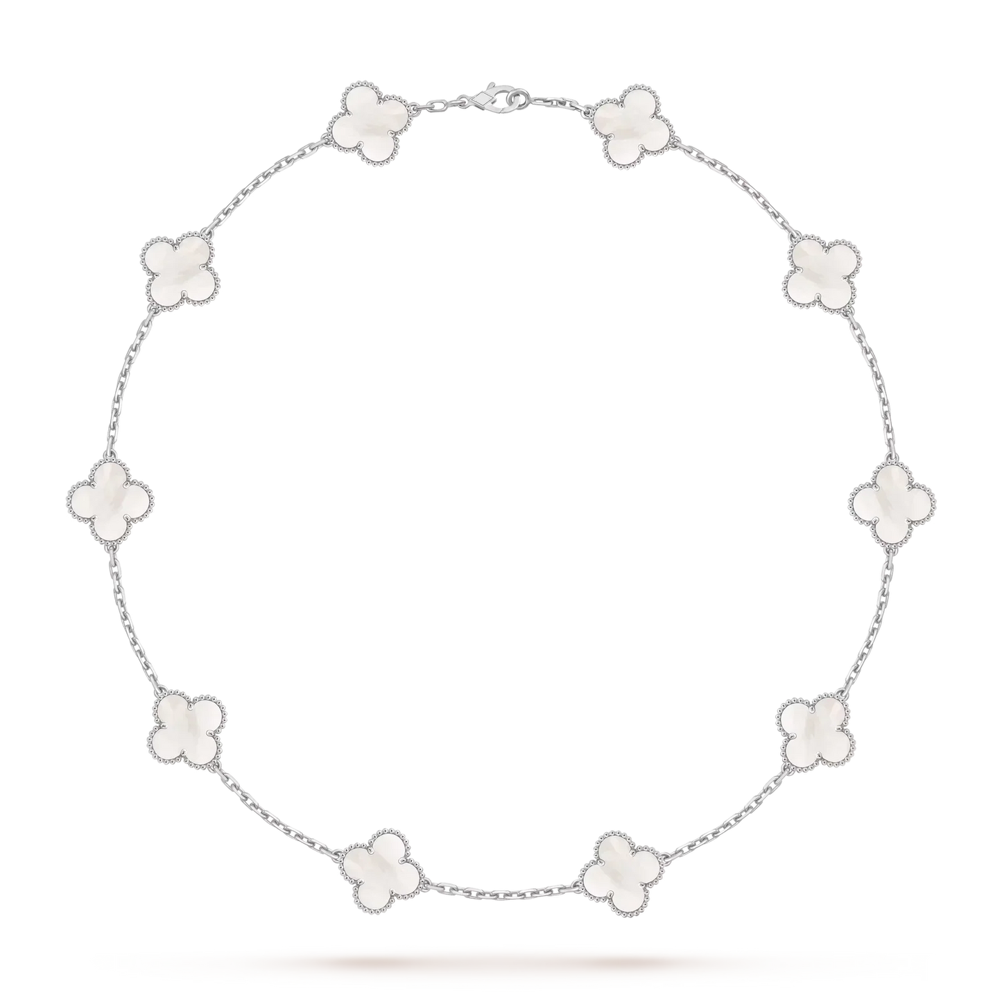 [Saipan]CLASSIC LUCKY 10-MOTIF CLOVER NECKLACE WHITE GOLD COLLECTION