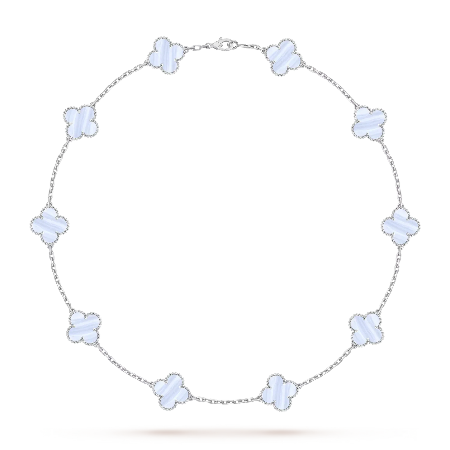 [Saipan]CLASSIC LUCKY 10-MOTIF CLOVER NECKLACE WHITE GOLD COLLECTION