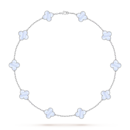 [Saipan]CLASSIC LUCKY 10-MOTIF CLOVER NECKLACE WHITE GOLD COLLECTION