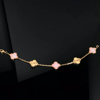 [Saipan]LUCKY CLOVER 5-MOTIF BRACELET - PINK MOTHER-OF-PEARL COLLECTION