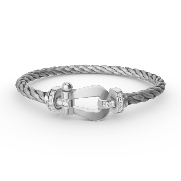 [Saipan]FORCE LARGE HORSESHOE HALF DIAMOND BRACELET - WHITE GOLD
