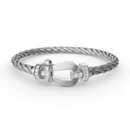 [Saipan]FORCE LARGE HORSESHOE HALF DIAMOND BRACELET - WHITE GOLD