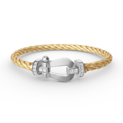[Saipan]FORCE LARGE HORSESHOE HALF DIAMOND BRACELET - WHITE GOLD
