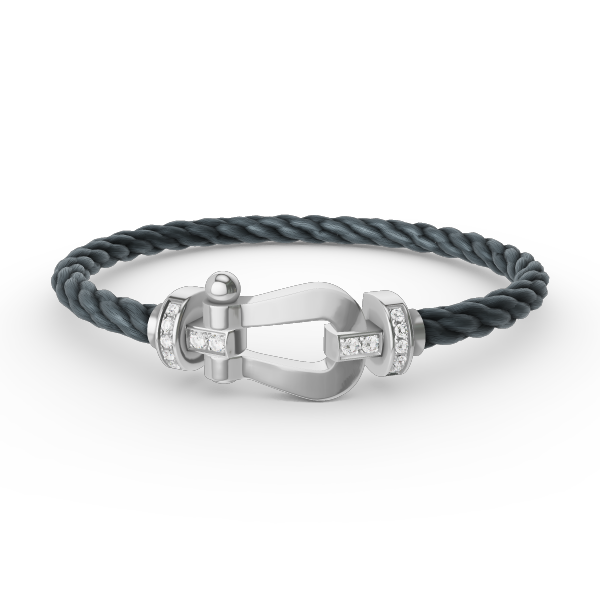 [Saipan]FORCE LARGE HORSESHOE HALF DIAMOND BRACELET - WHITE GOLD