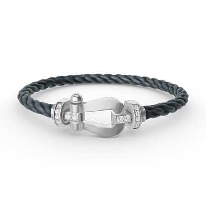 [Saipan]FORCE LARGE HORSESHOE HALF DIAMOND BRACELET - WHITE GOLD