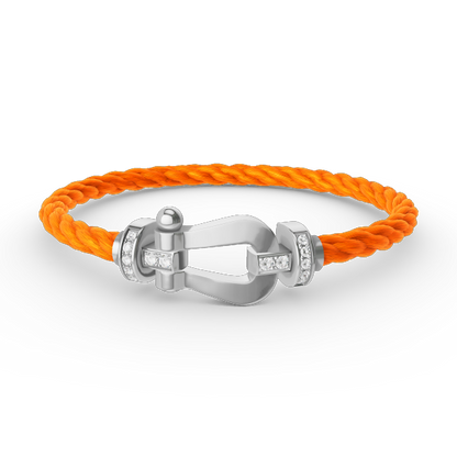 [Saipan]FORCE LARGE HORSESHOE HALF DIAMOND BRACELET - WHITE GOLD