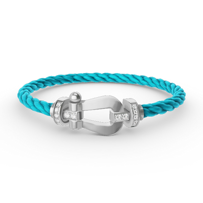 [Saipan]FORCE LARGE HORSESHOE HALF DIAMOND BRACELET - WHITE GOLD