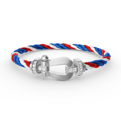 [Saipan]FORCE LARGE HORSESHOE HALF DIAMOND BRACELET - WHITE GOLD