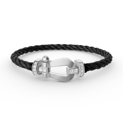 [Saipan]FORCE LARGE HORSESHOE HALF DIAMOND BRACELET - WHITE GOLD