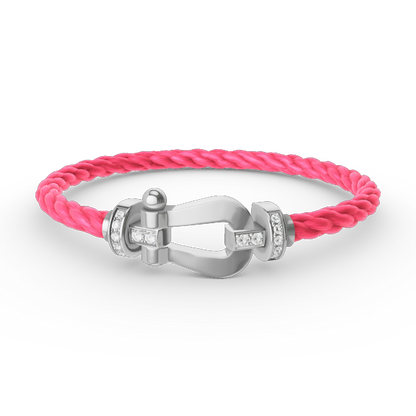 [Saipan]FORCE LARGE HORSESHOE HALF DIAMOND BRACELET - WHITE GOLD