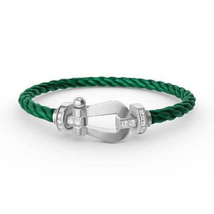 [Saipan]FORCE LARGE HORSESHOE HALF DIAMOND BRACELET - WHITE GOLD