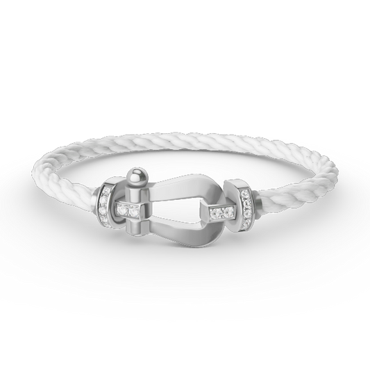 [Saipan]FORCE LARGE HORSESHOE HALF DIAMOND BRACELET - WHITE GOLD