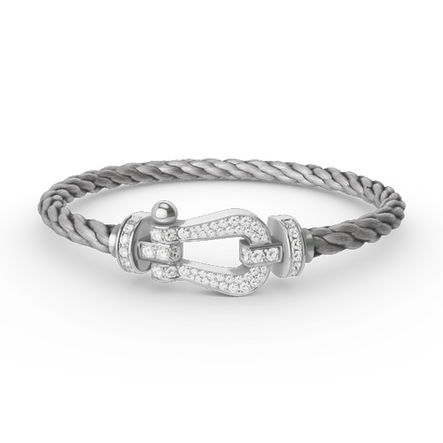 [Saipan]FORCE LARGE HORSESHOE FULL DIAMOND BRACELET - WHITE GOLD